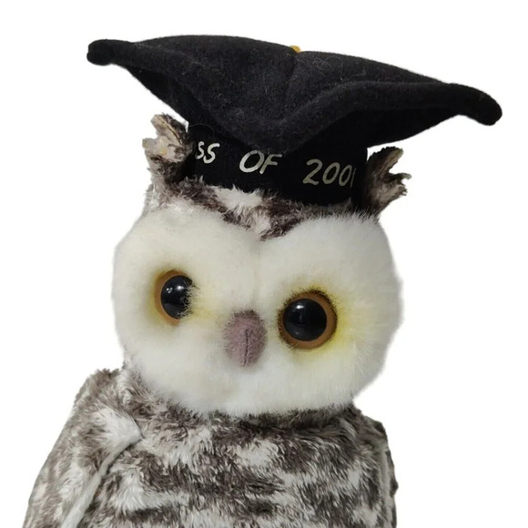Ty Beanie Babies Smart the Owl Gray Plush Toy with Hang Tag Class of 2001 - Picture 2 of 8